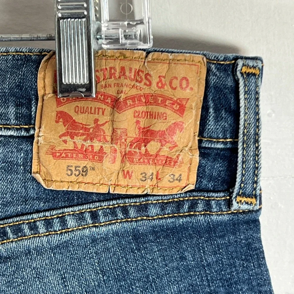 Levis 559 Relaxed Straight Jeans Mens 34x34 Blue Denim 00559-0550